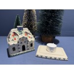 A07 Bunzlau Kerst huisje 15cm 1257 Waxinelichthouder